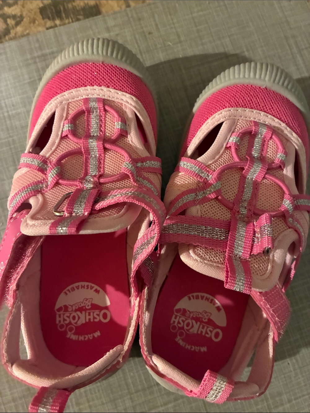 OshKosh B'gosh Pink and Light Pink Kids Sandals with Silver Accents